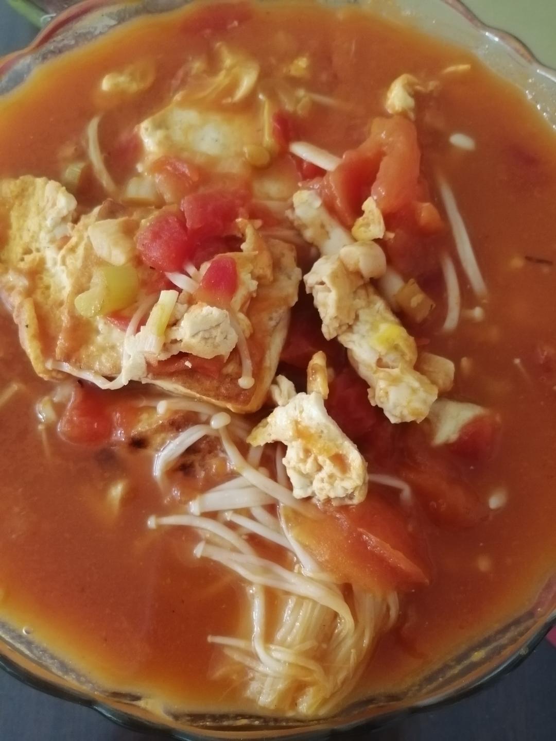 减脂餐—番茄金针菇焖豆腐