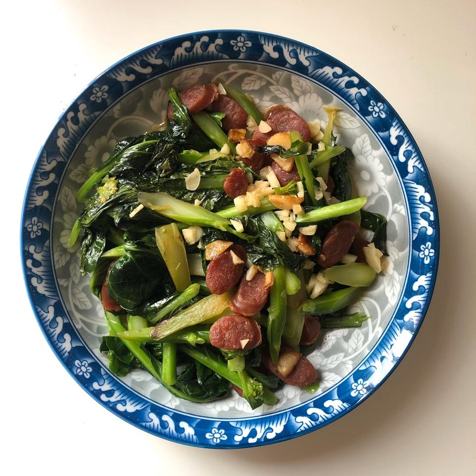 腊肉炒芥蓝