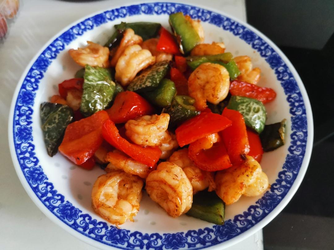 彩椒炒虾仁