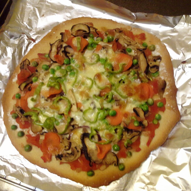 培根火腿蘑菇薄底pizza（附饼底冷冻法）