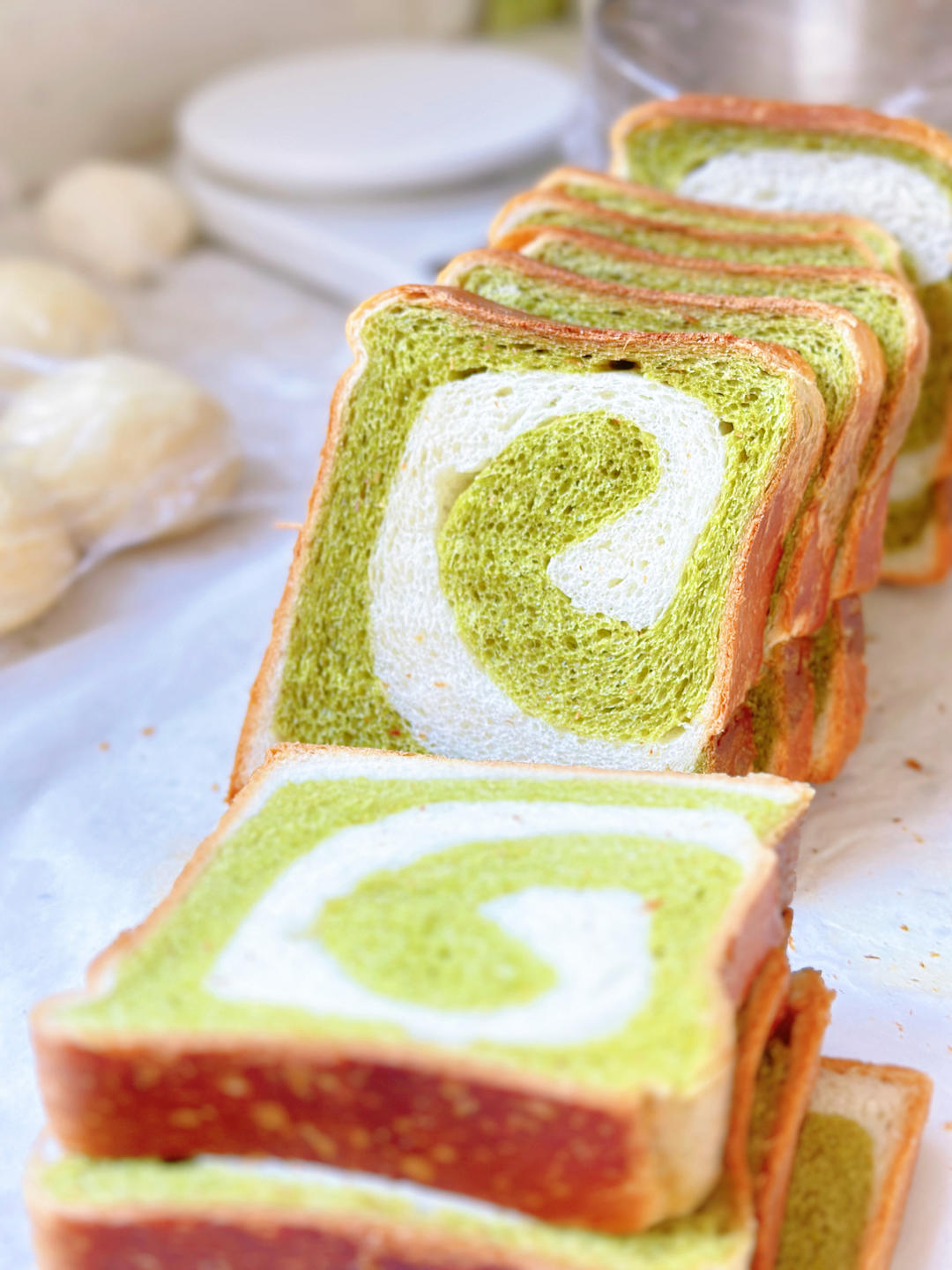 双色吐司 抹茶蜜豆老面吐司🍞