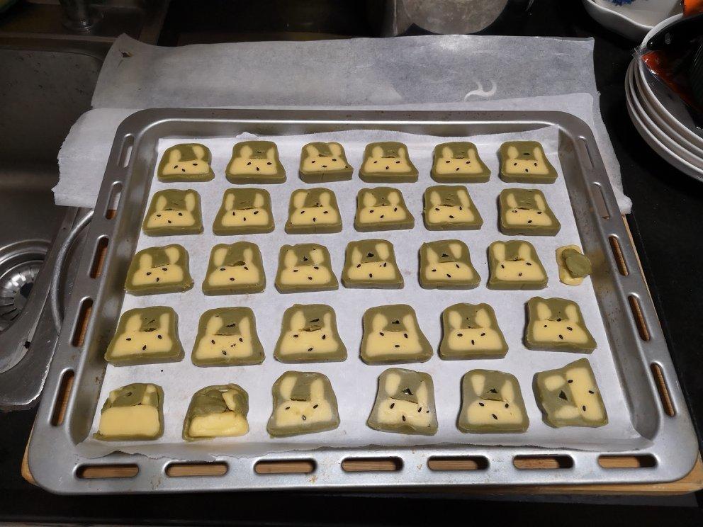 抹茶兔兔曲奇（比熊猫简单！超详细实物图+超良心手绘图）