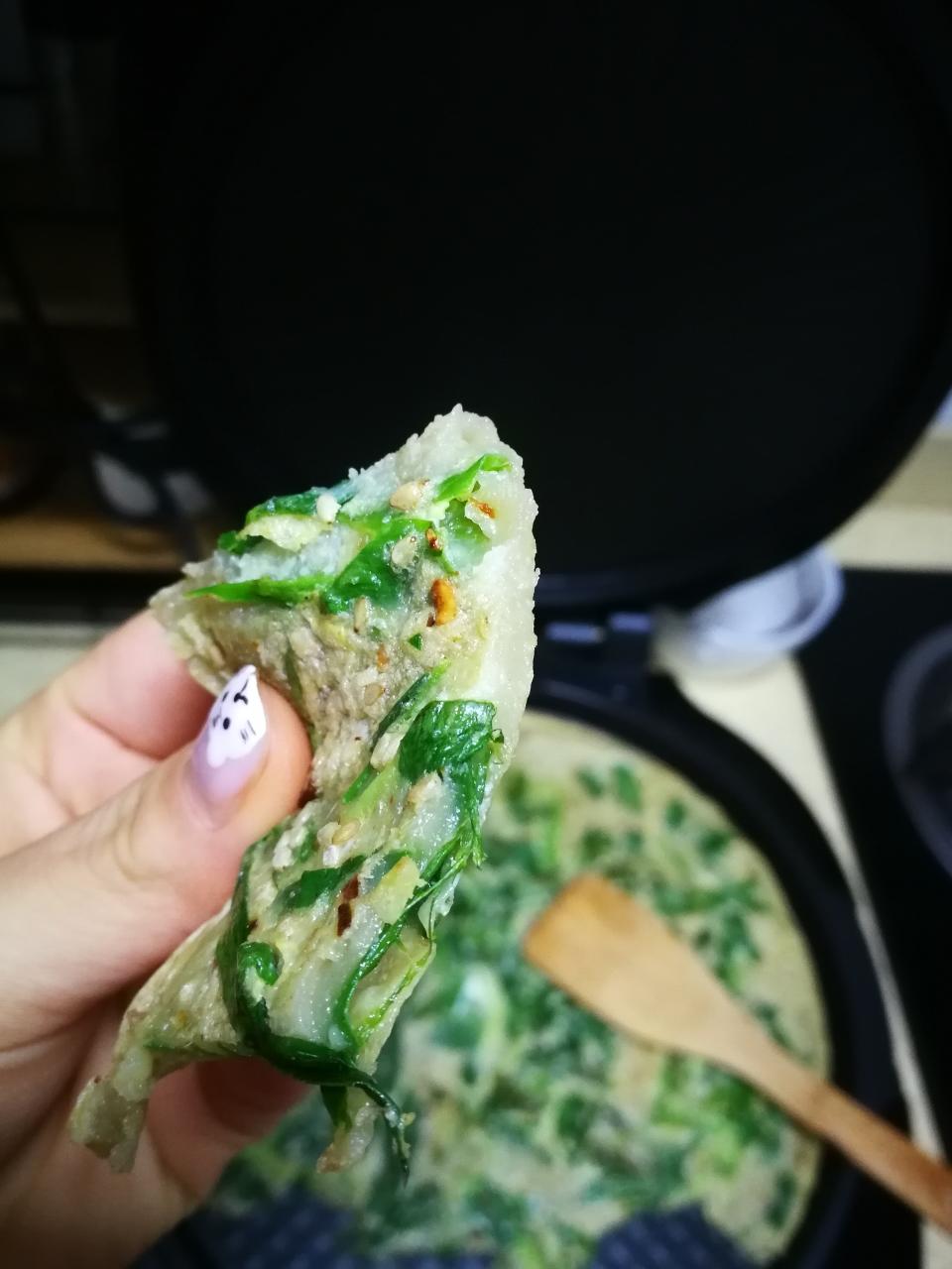 懒人蒜苗红薯粉饼