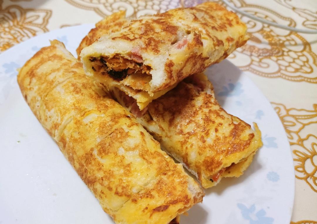 儿童早餐—肉松吐司卷
