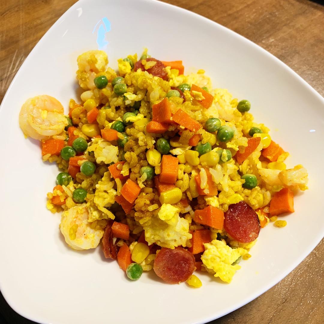 翻滚吧💥虾仁咖喱炒饭