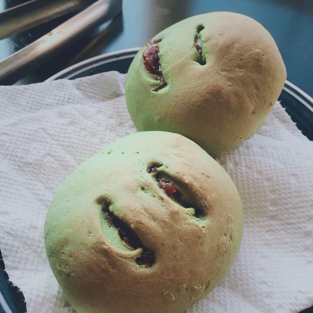 抹茶豆沙小面包（无油脂）