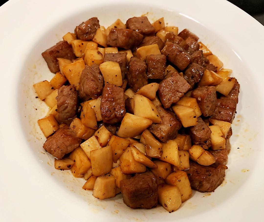 黑胡椒杏鲍菇牛肉粒