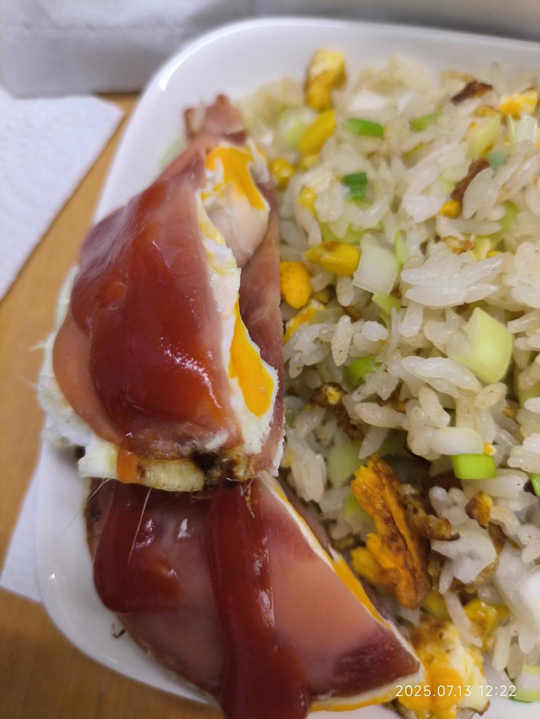 日推上很火的【鸡蛋火腿片早餐】