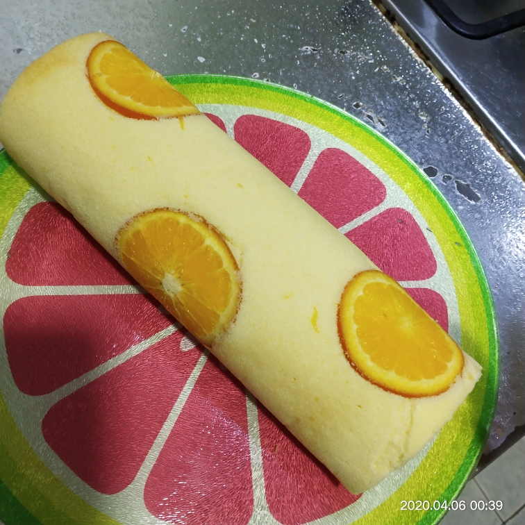 橙香毛巾面奶油卷蛋糕的做法 步骤16