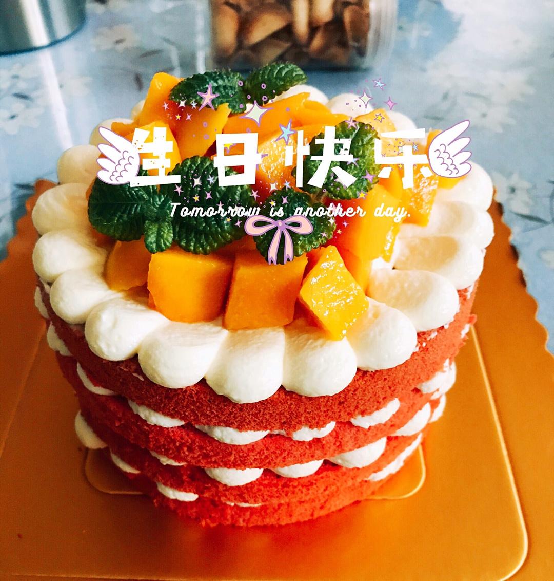 【零失败】不会裱花没关系的水果裸蛋糕 芒果裸蛋糕 完美戚风胚