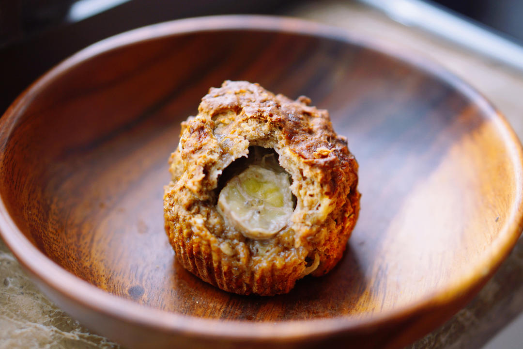 无糖海盐香蕉夹心花生酱燕麦快手马芬【健康主食】