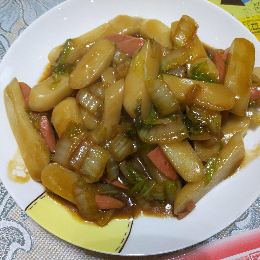 白菜肉丝炒年糕
