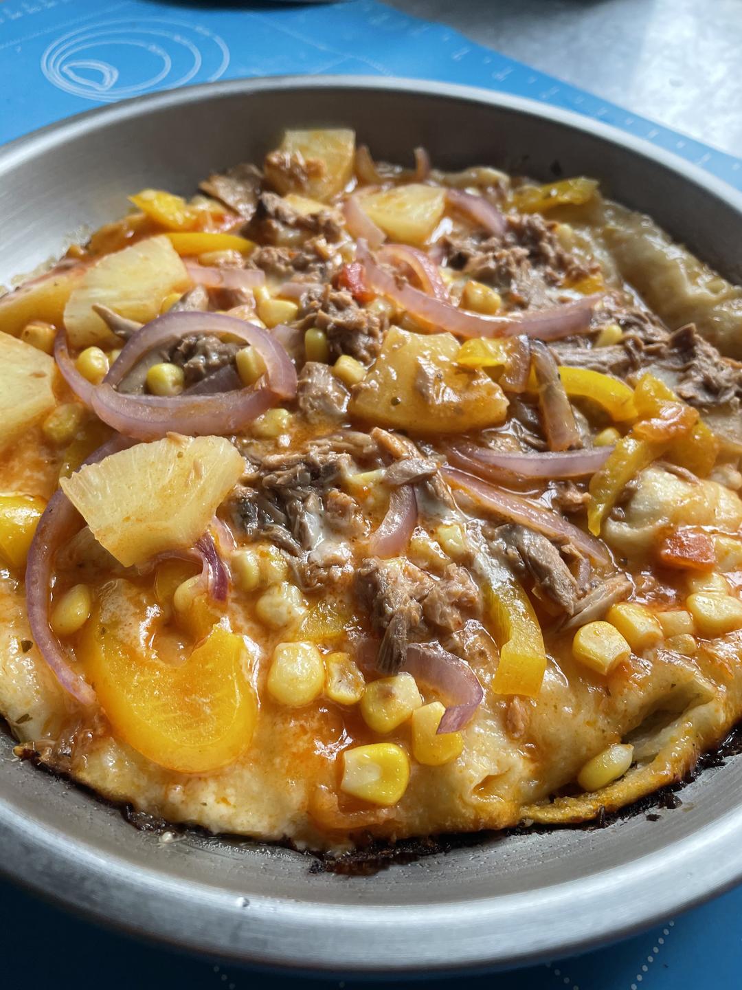 平底鍋做吞拿魚粟米芝士Pizza