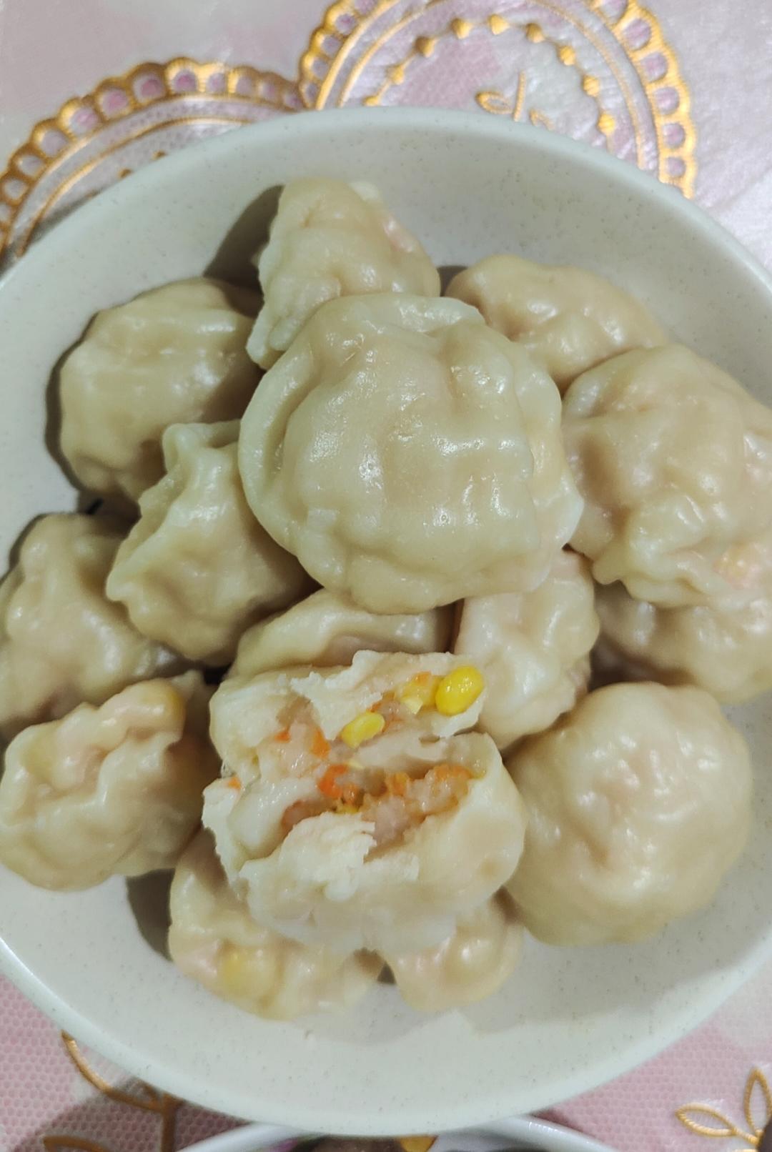 玉米虾滑小蒸包🦐低卡营养早餐