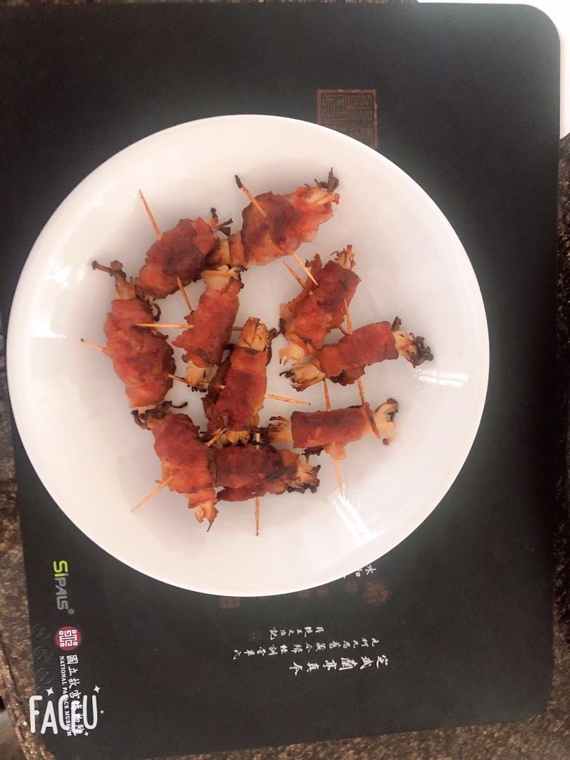 香煎培根金针菇卷