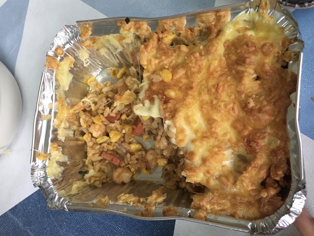 奶酪火腿虾仁焗饭       （空气炸锅版）