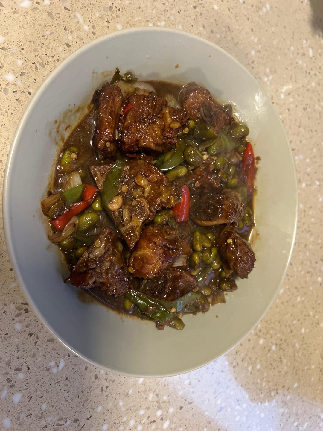毛豆炒排骨辣椒版