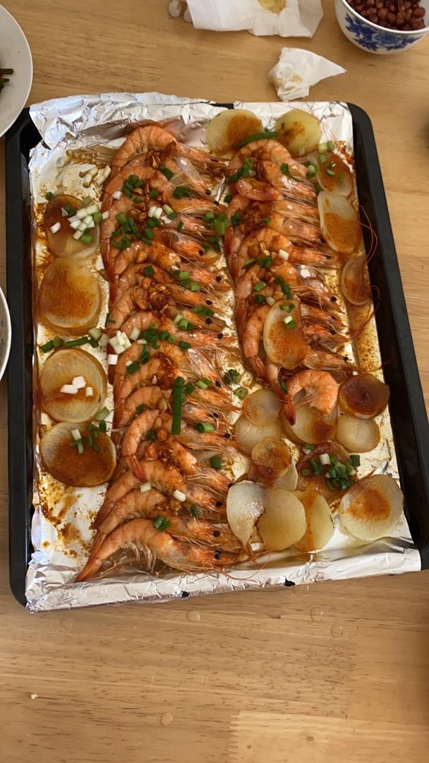 烤箱版蒜泥金针菇虾