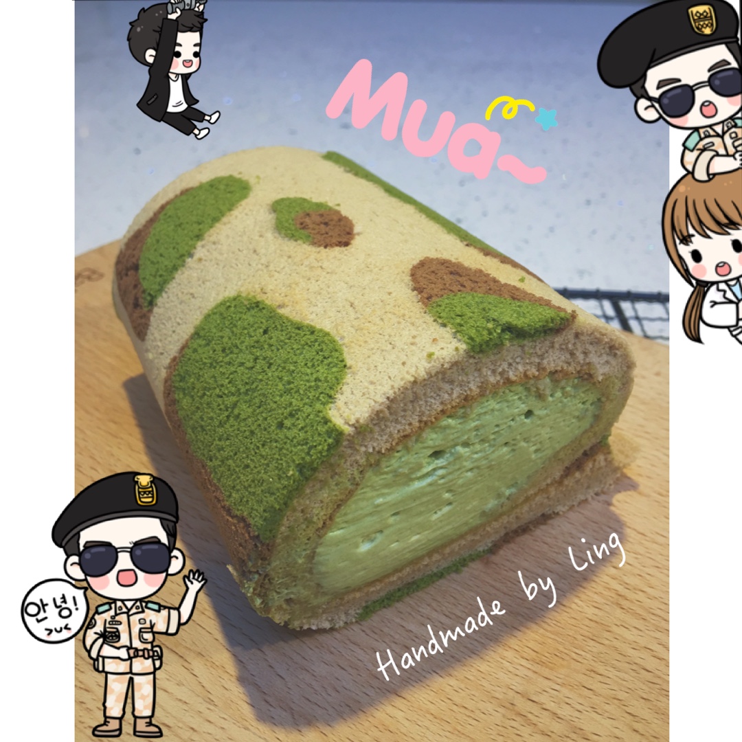 老公迷彩蛋糕卷-可可抹茶口味