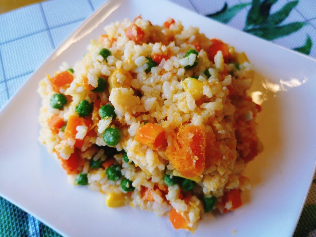 南瓜咸鸭蛋炒饭——最好吃的南瓜炒饭【健康主食】