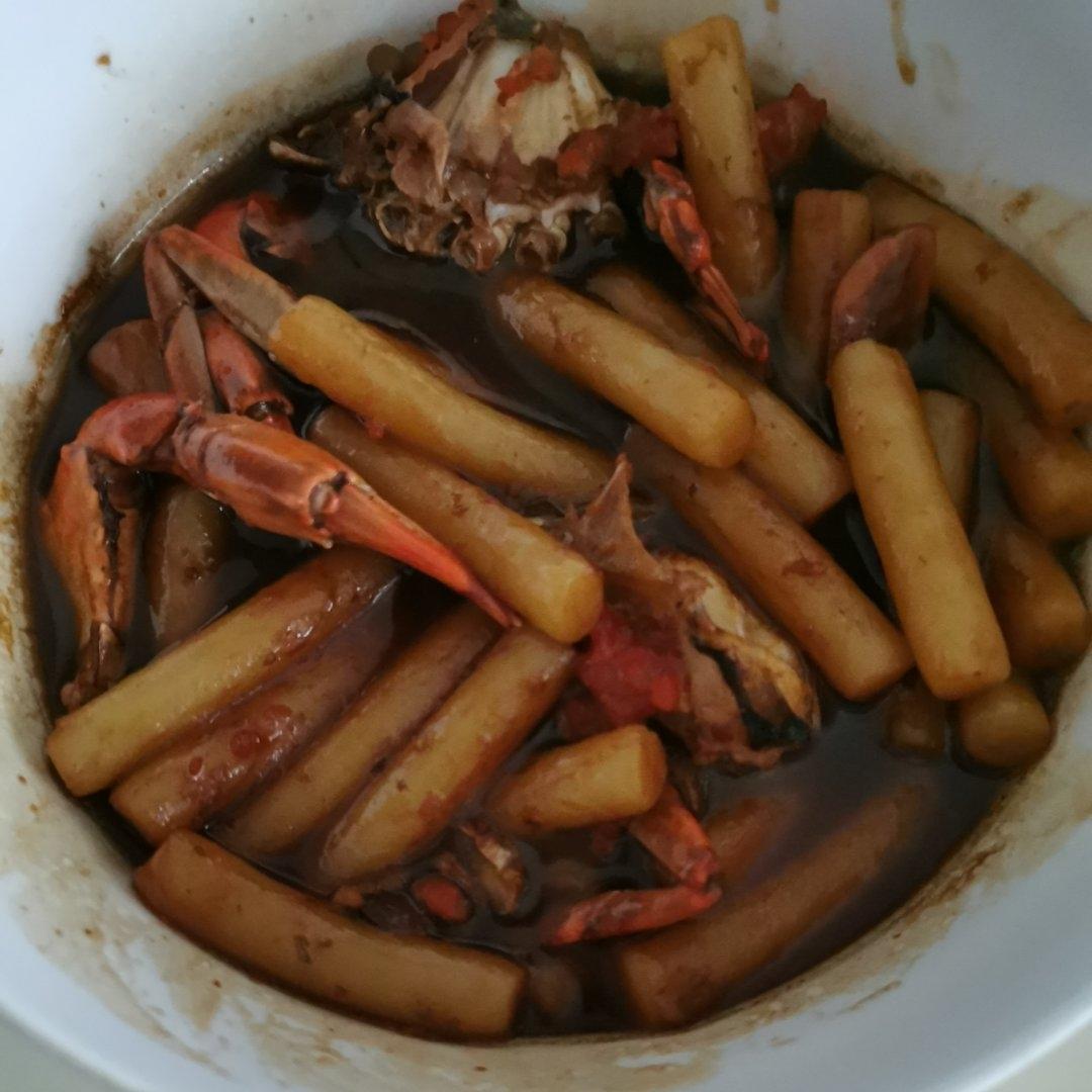 梭子蟹炒年糕～标准的江浙菜