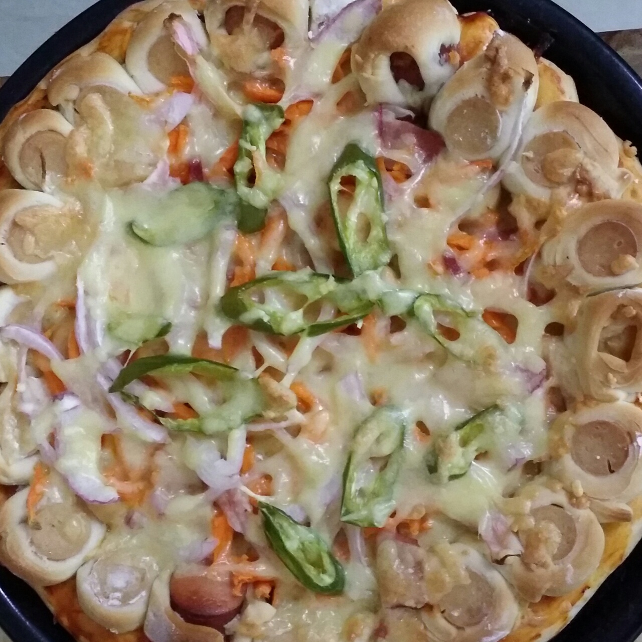 香酥虾花边披萨