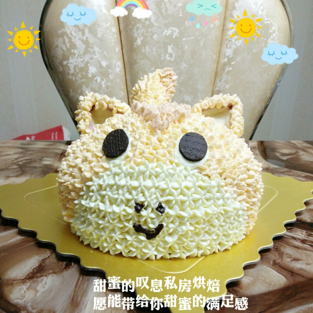 卡通立体小猪蛋糕(彩虹版)