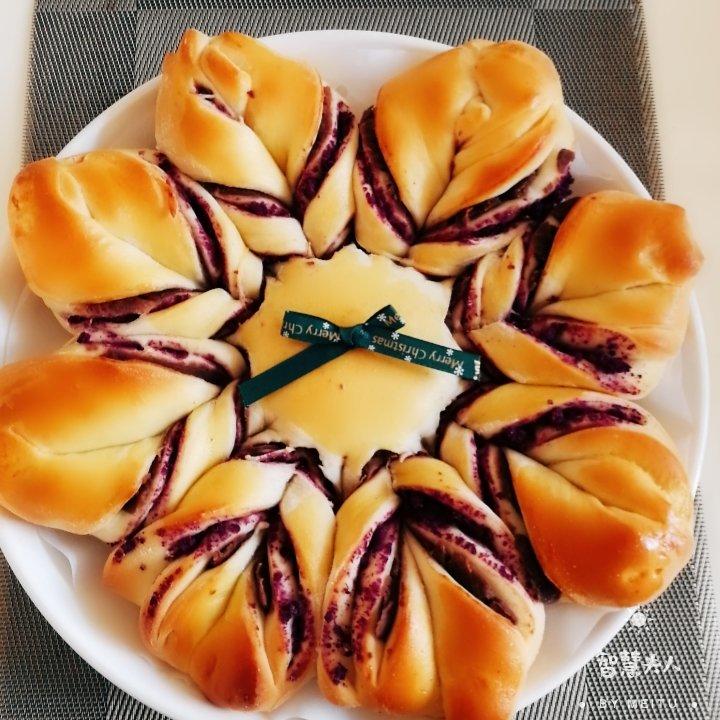 南瓜豆沙圣诞雪花面包