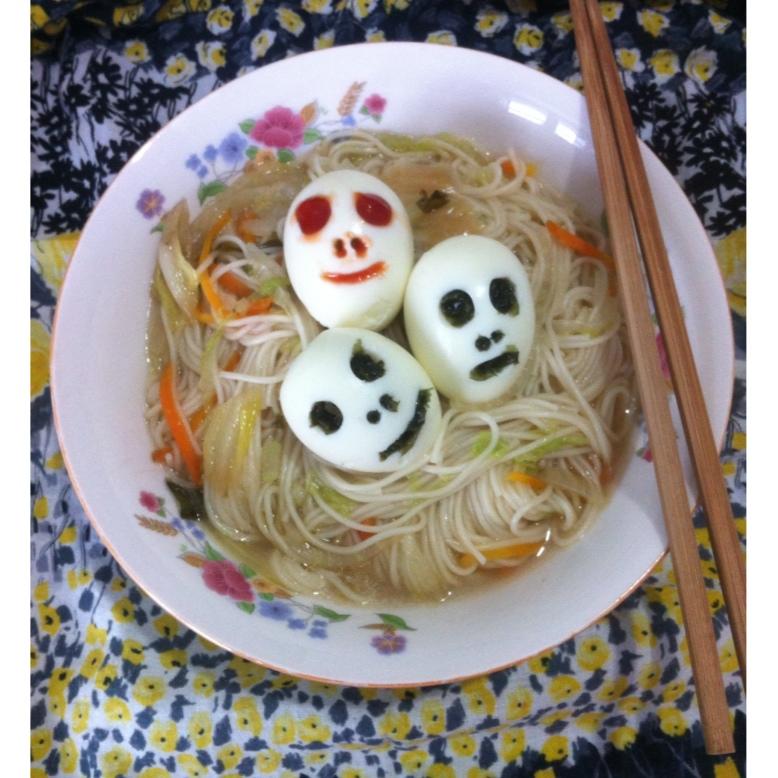 万圣节简单的鸡蛋【骷髅头】