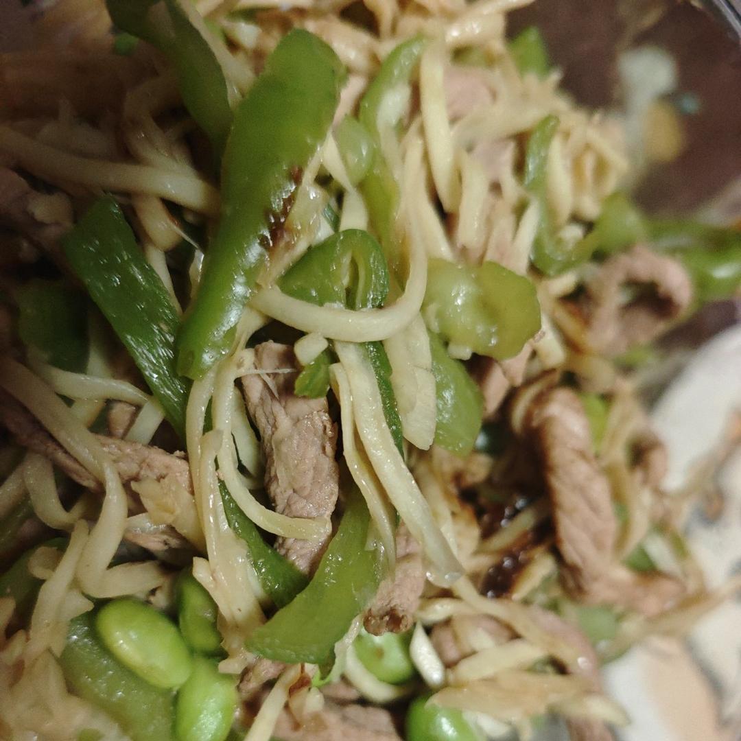 茭白青椒肉丝炒毛豆