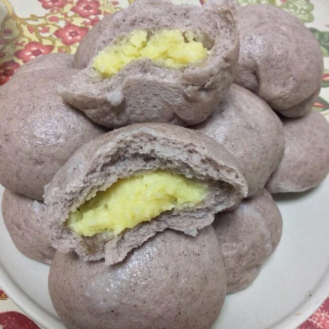 紫米奶黄包的做法