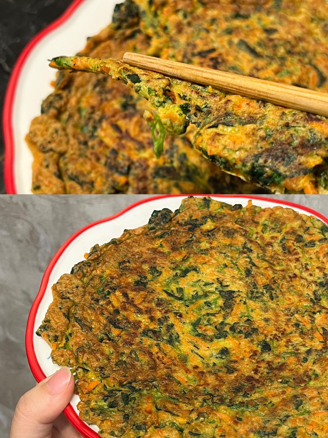 胡萝卜菠菜鸡蛋饼（搞定不爱吃菜的小朋友）