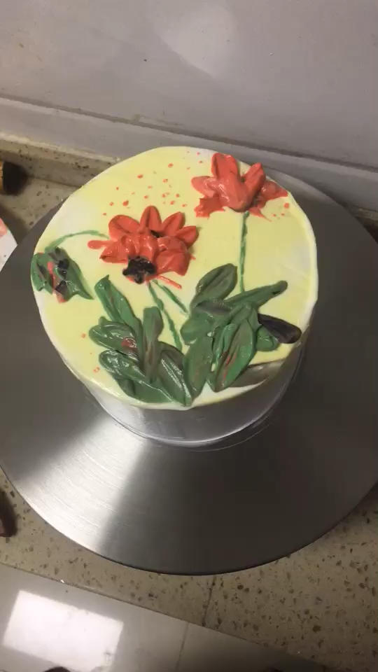 奶油霜刮刀油画蛋糕
