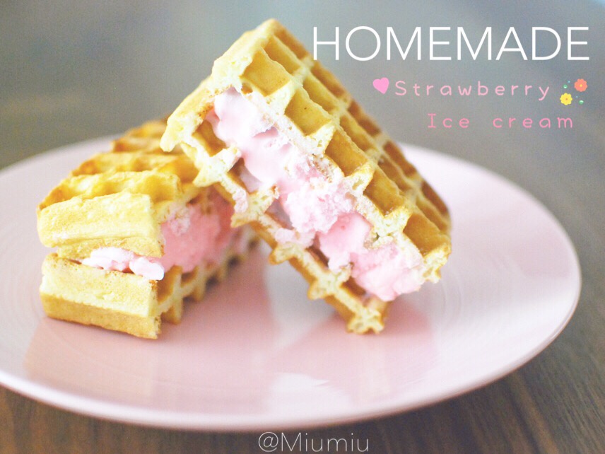 冰淇淋馅华夫饼