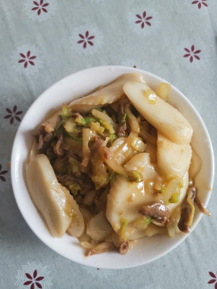 白菜肉丝炒年糕