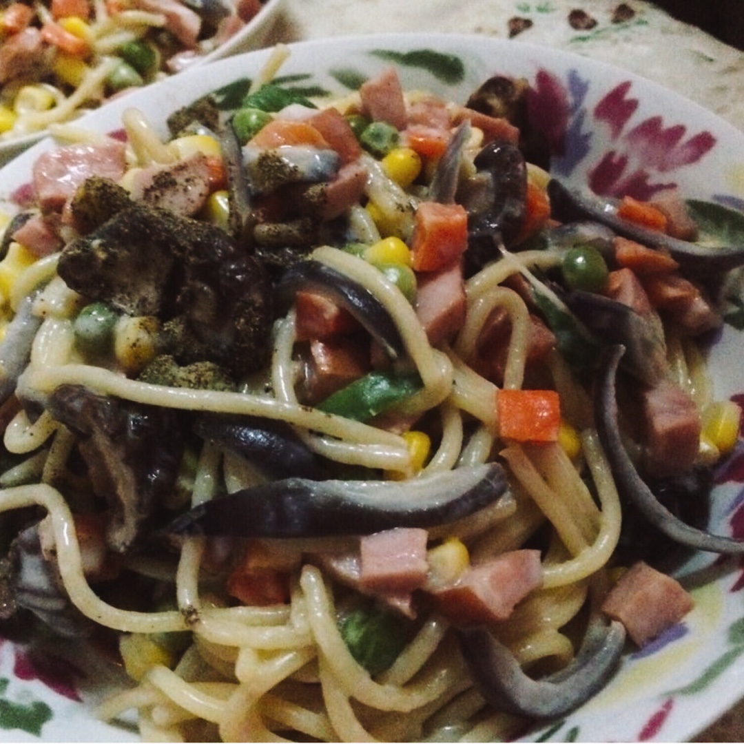 白蘑菇奶油培根意面