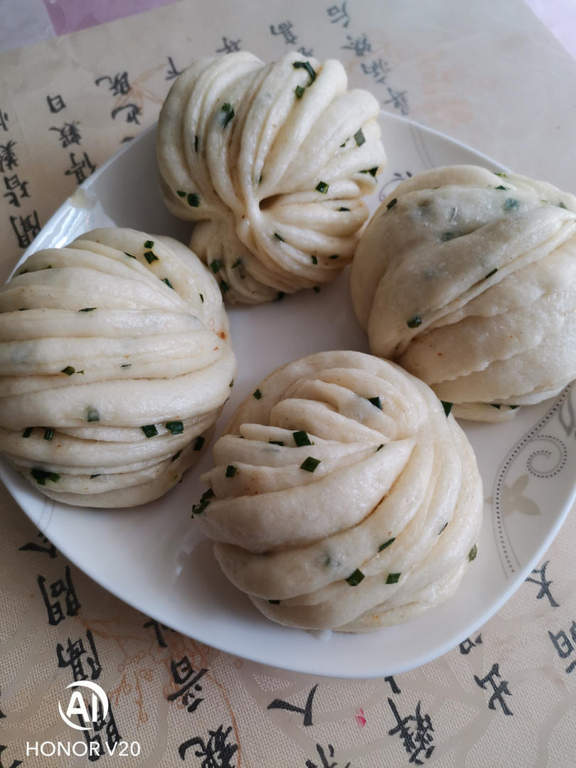 葱油花卷，一根筷子卷出漂亮的造型