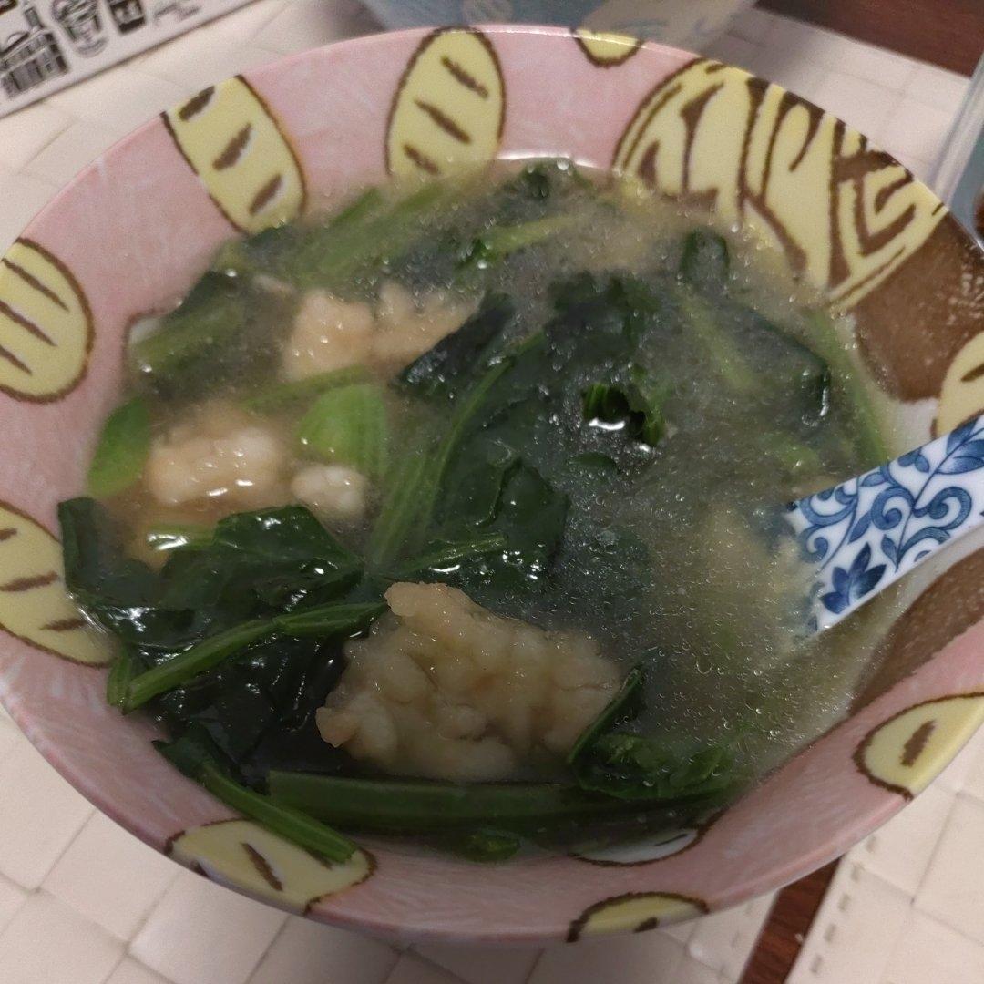 鲜掉眉毛的虾仁菠菜汤