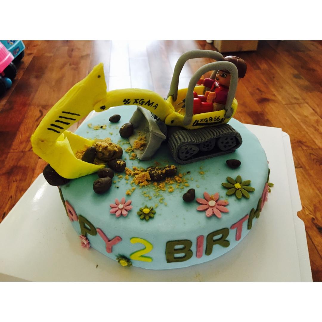 立体蛋糕之挖掘机推土机