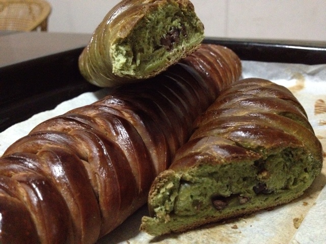 抹茶红豆面包