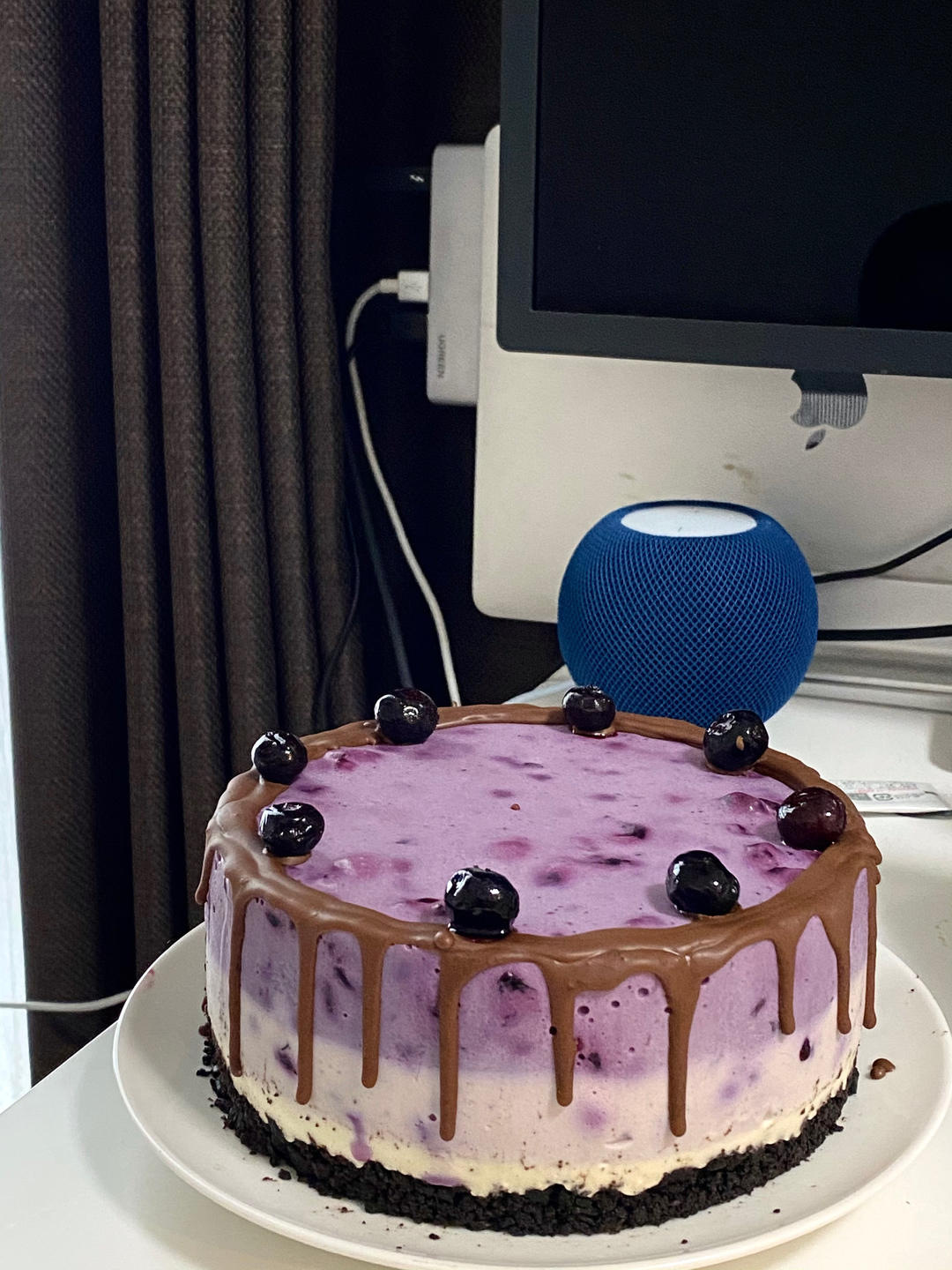 蓝莓轻乳酪渐变慕斯（八寸戚风蛋糕）🍰