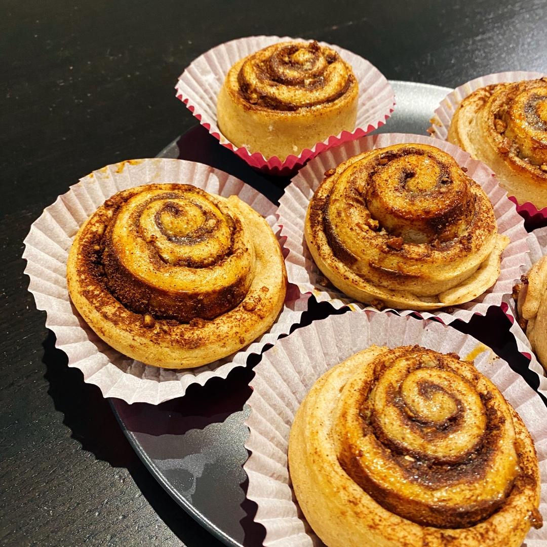 椰子油全麦免揉核桃肉桂卷【轻卡小食】——懒癌晚期版