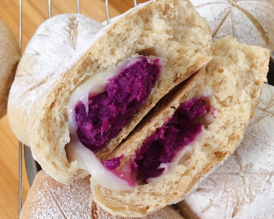 无糖减脂全麦欧包（紫薯麻薯）的做法