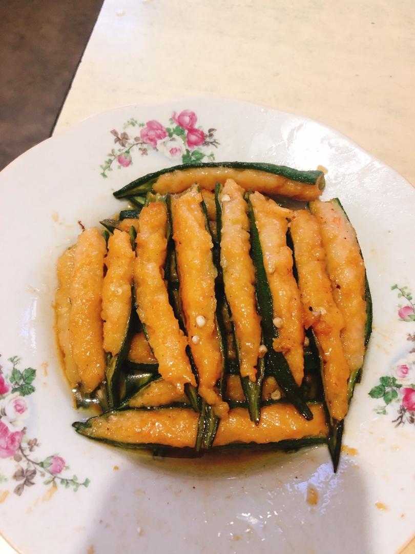 虾滑酿秋葵