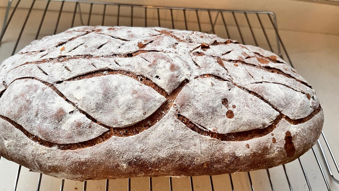 全麦蔓越莓核桃软欧包