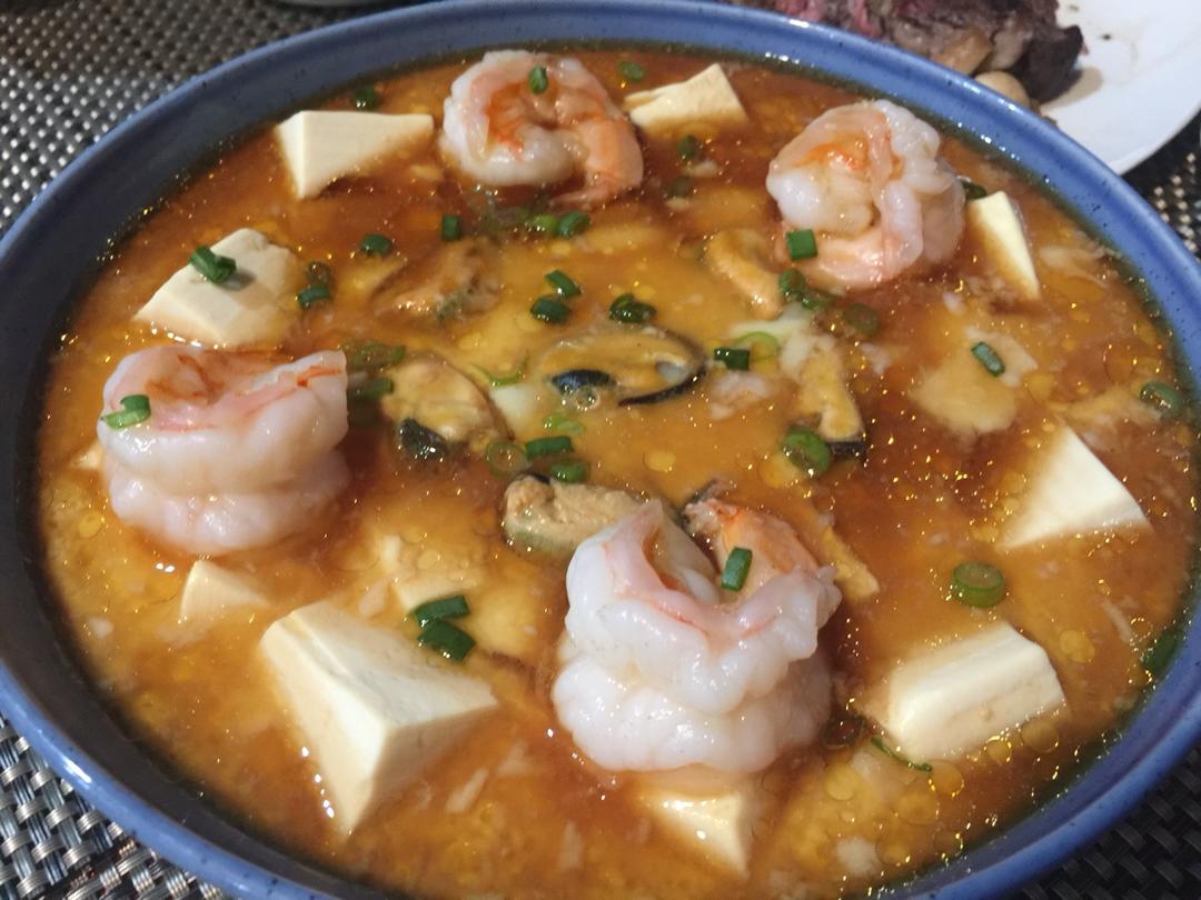 虾仁豆腐蒸水蛋