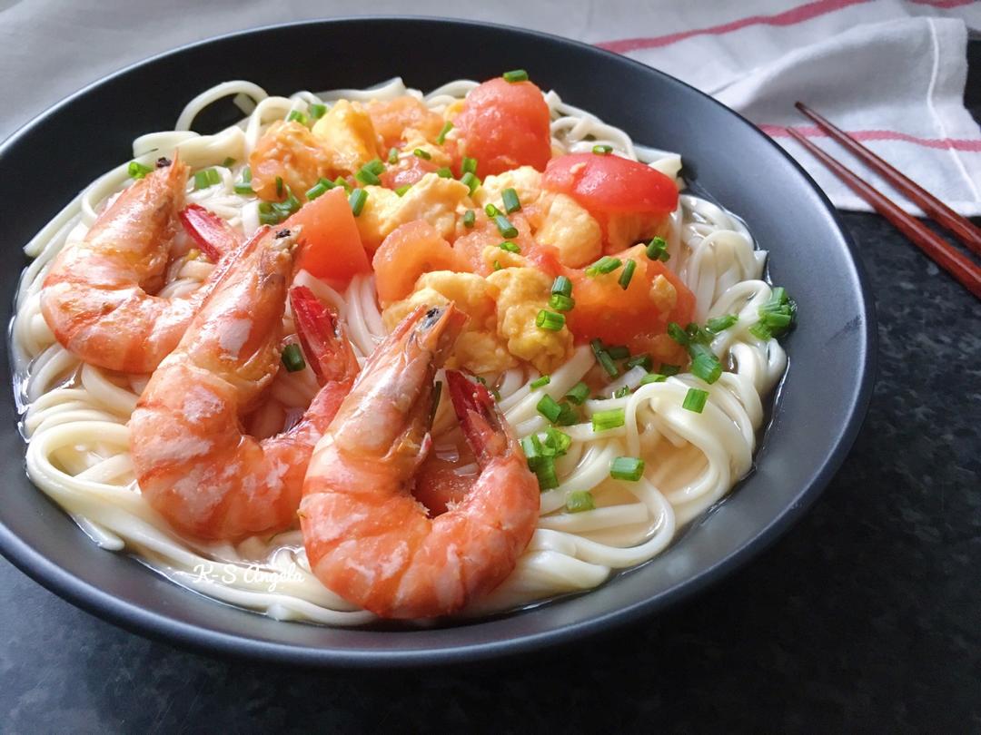 k-s_angela做的鲜虾番茄鸡蛋面