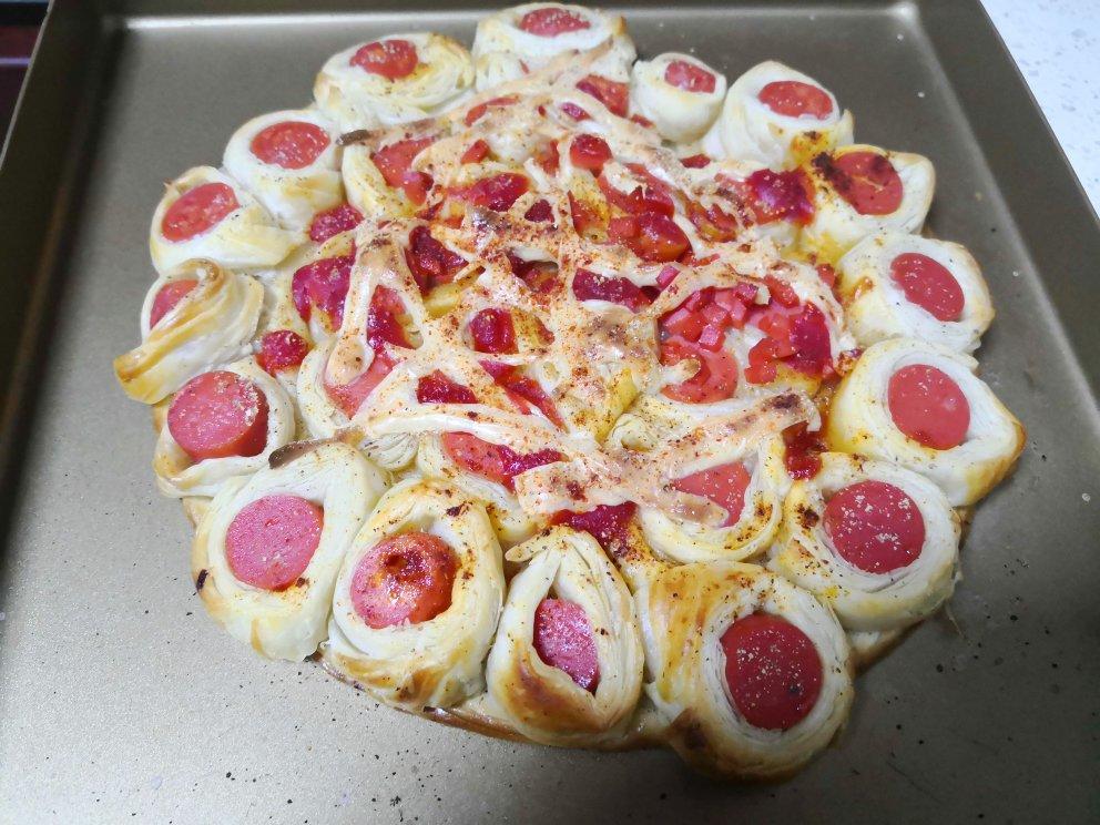 2张手抓饼皮搞定1个披萨——奥尔良鸡肉披萨