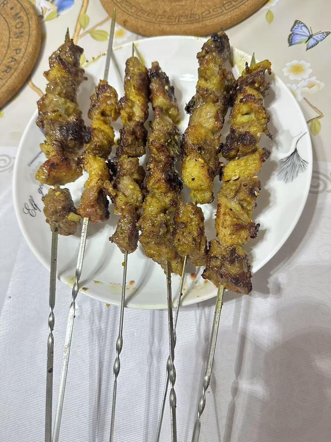 挂糊羊肉串
