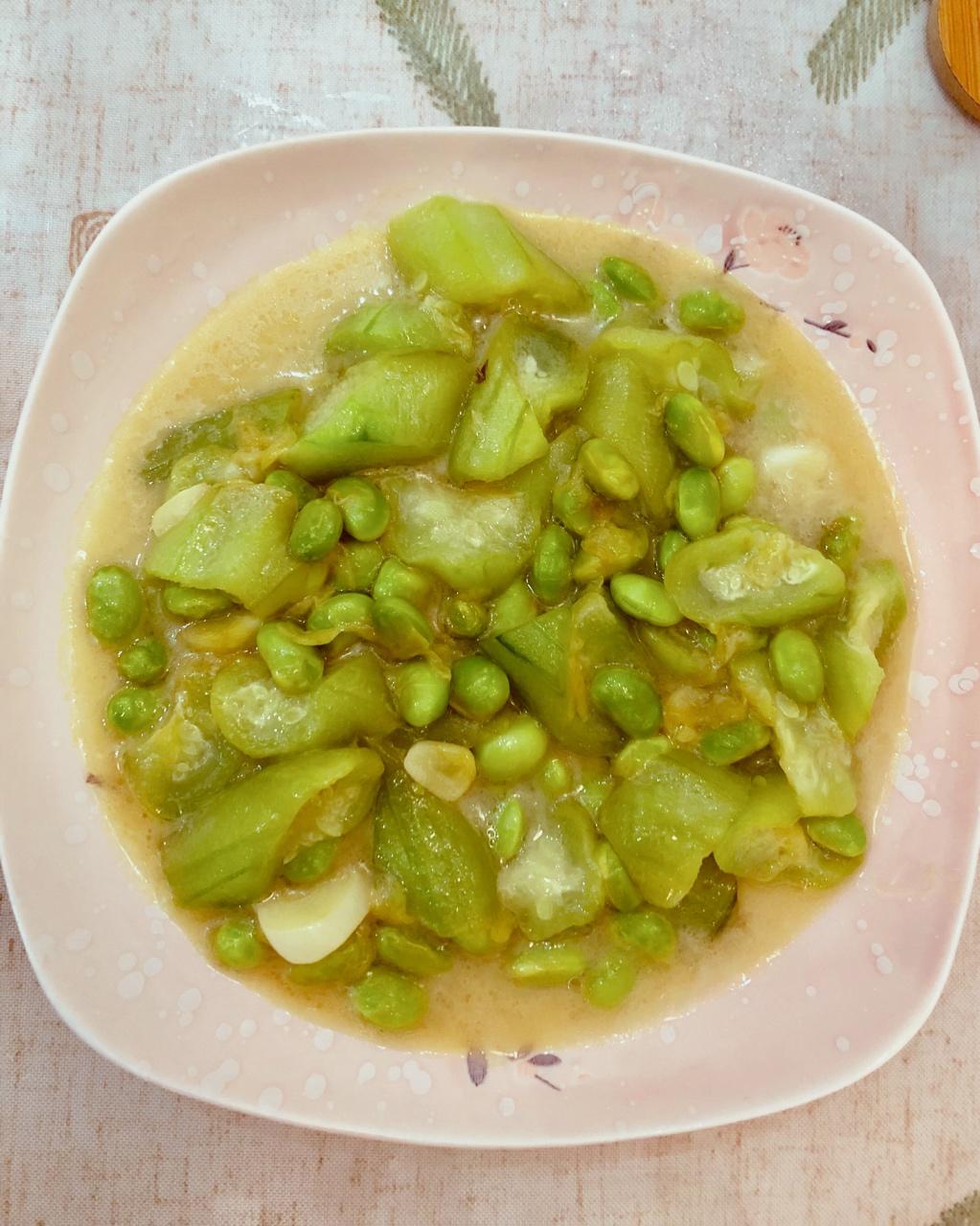 炒毛豆丝瓜